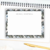 水彩花模様ブルーお名前を付ける ポストイット