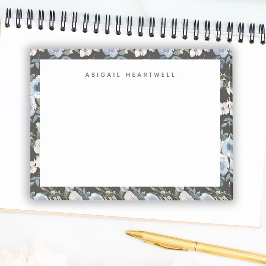 水彩花模様ブルーお名前を付ける ポストイット