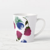 水彩花模様ブルーバーガンディーグリーン絵を描 カフェラテマグ (右)