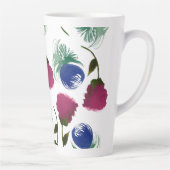 水彩花模様ブルーバーガンディーグリーン絵を描 カフェラテマグ (右)