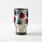 水彩花模様ブルーバーガンディーグリーン絵を描 トラベルマグ (中央)