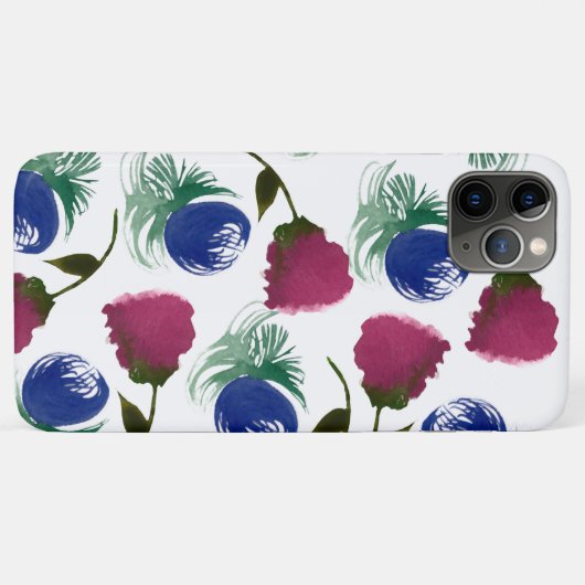 水彩花模様ブルーバーガンディーグリーン絵を描 Case-Mate iPhoneケース (裏面(横))