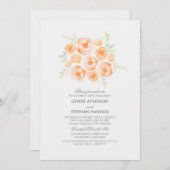 水彩花模様ブーケバラ婚約パーティ 招待状 (正面/裏面)