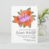 水彩花模様ブーケピンクはっきりしたブライダルシャワー 招待状 (スタンド正面)