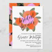 水彩花模様ブーケピンクはっきりしたブライダルシャワー 招待状 (正面/裏面)