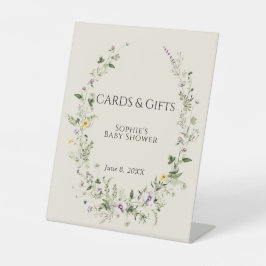 水彩花模様ベビーシャワーカード&ギフト 台座サイン