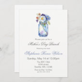 水彩花模様マザーズデイブルンチティーパーティー 招待状 (正面/裏面)