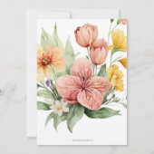 水彩花模様マザーズデイブルンチティーパーティー 招待状 (裏面)