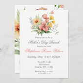 水彩花模様マザーズデイブルンチティーパーティー 招待状 (正面/裏面)