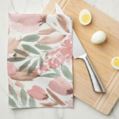 水彩花模様モノグラム キッチンタオル (四つ折り)