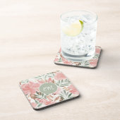水彩花模様モノグラム コースター (右側)