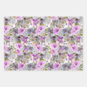 水彩花模様ラッピング紙シート ラッピングペーパーシート (正面)