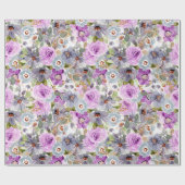 水彩花模様ラッピング紙 ラッピングペーパー (フラット)