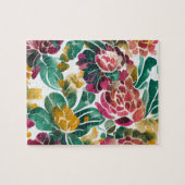 水彩花模様ヴィンテージ花 ジグソーパズル (横)