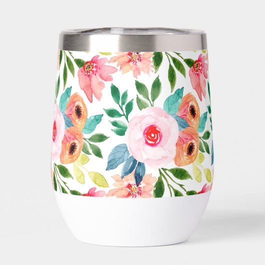 水彩花模様名パーソナライズされたモノグラム (背面)