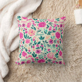 水彩花模様名前をカスタムする クッション (ブランケット)