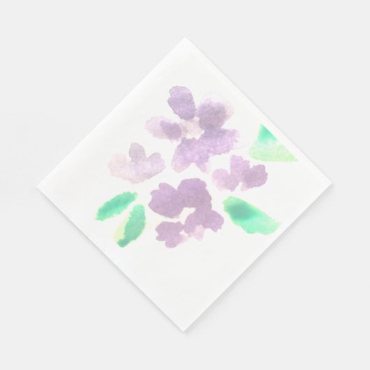 水彩花模様手絵を描紫パターン（の模様が）ある スタンダードランチョンナプキン (角)