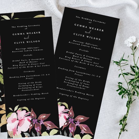 水彩花模様結婚の儀式 プログラム