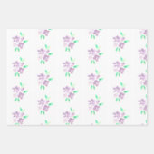 水彩花模様結婚の紫色の手の痛み ラッピングペーパーシート (正面)
