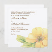 水彩花模様結婚式招待状カード 招待状 (正面/裏面)