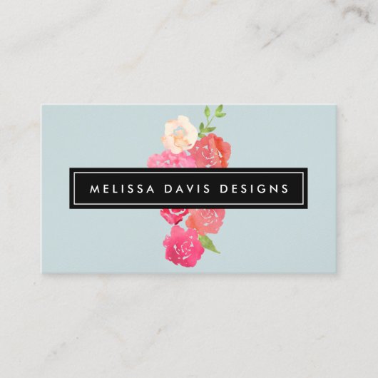 水彩花模様美しいとデザインブ淡い色のルー 名刺 (正面)