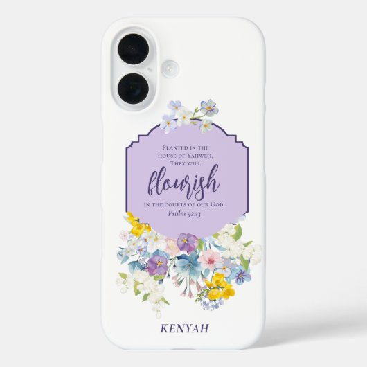 水彩花模様聖なる書物、 経典詩パーソナライズされた Case-Mate iPhoneケース (裏面)
