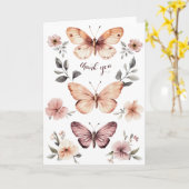 水彩花模様蝶ありがとう カード (黄色い花)