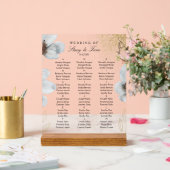 水彩花模様金ゴールド白結婚の座席 アクリルサイン (ウェディング)