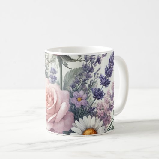 水彩花模様1/6 コーヒーマグカップ (正面右)