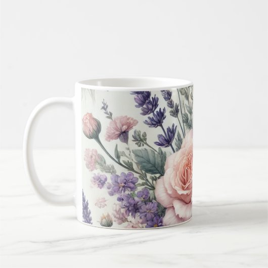 水彩花模様1/6 コーヒーマグカップ (左)