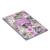 水彩花模様3リングや輪バインダー ノートブック (右側)