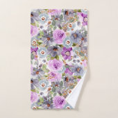 水彩花模様3リングや輪バインダー バスタオルセット (ハンドタオル)