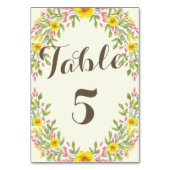 水彩花模様 | の素朴結婚テーブル番号 テーブルナンバー (裏面)