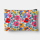 水彩花模様 アクセサリーポーチ (正面)