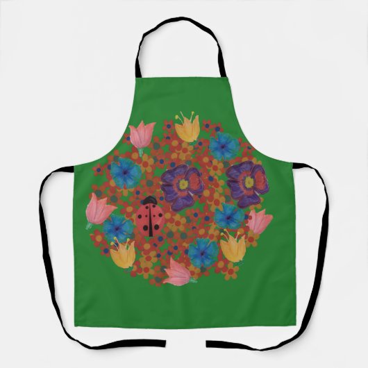 水彩花模様 エプロン (正面)