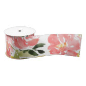 水彩花模様 サテンリボン (リール)