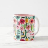 水彩花模様 ツートーンマグカップ (正面右)