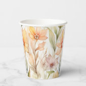 水彩花模様(ピンク、オレンジ色) 紙コップ (裏面)