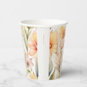 水彩花模様(ピンク、オレンジ色) 紙コップ (右)