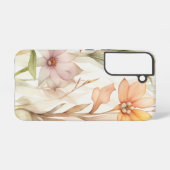 水彩花模様（ピンク、オレンジ、黄） SAMSUNG GALAXYケース (裏面横)