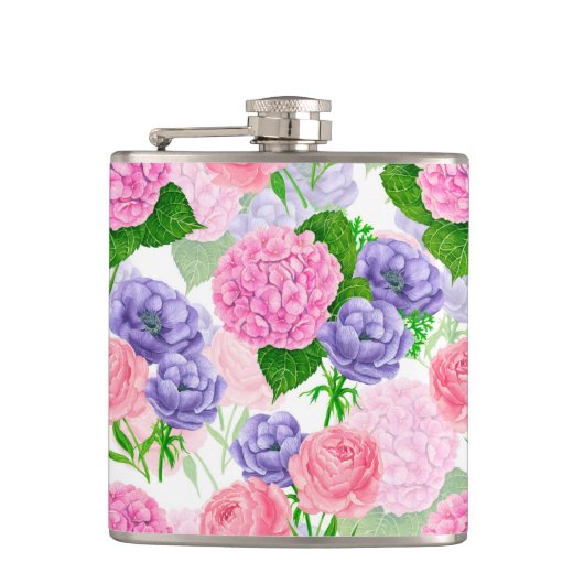 水彩花模様 フラスク (正面)