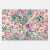 水彩花模様、フローラ背景 ラッピングペーパーシート (正面3)