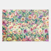 水彩花模様、フローラ背景 ラッピングペーパーシート (正面2)