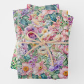 水彩花模様、フローラ背景 ラッピングペーパーシート (インサイチュ)