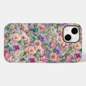 水彩花模様、フローラ背景 Case-Mate iPhoneケース (裏面 (横))