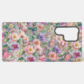 水彩花模様、フローラ背景 SAMSUNG GALAXYケース (裏面横)