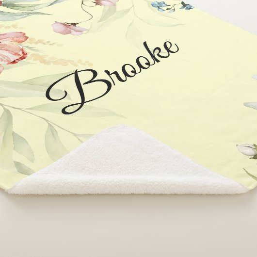 水彩花模様、ベビーガールクリブまたはベビーカー シェルパブランケット (3/4)