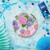 水彩花模様 ペーパープレート (パーティー)