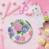 水彩花模様 ペーパープレート (パーティー)