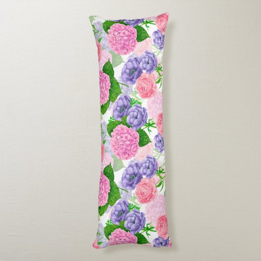 水彩花模様 ボディピロー (裏面 (縦))